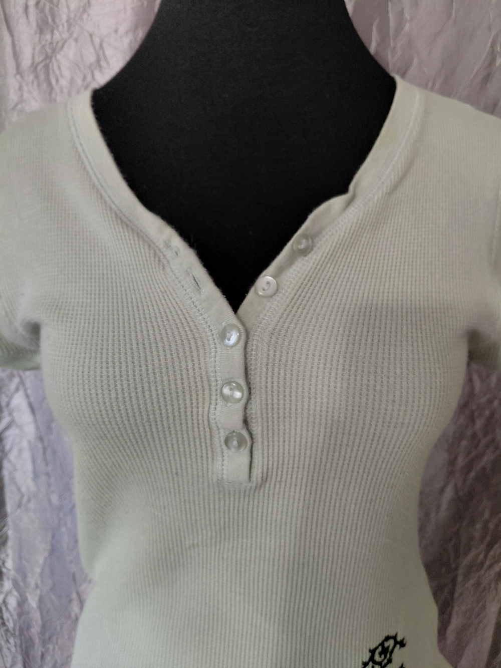 Pj Couture Mint Green Ribbed Henley Top with Pink Floral Heart Print Pajama Set - Picture 4 of 12